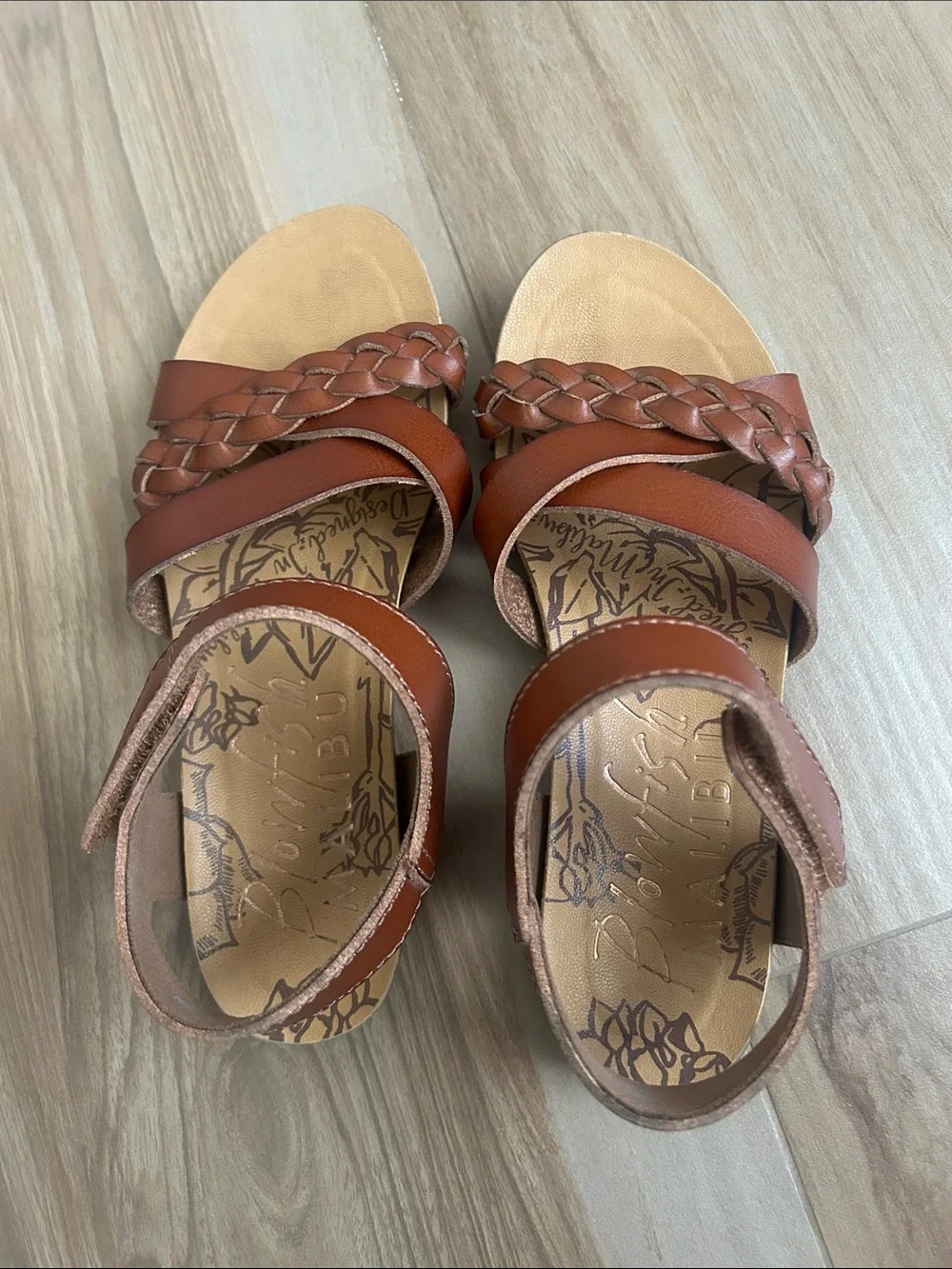 Brown Strappy Braided Sandals